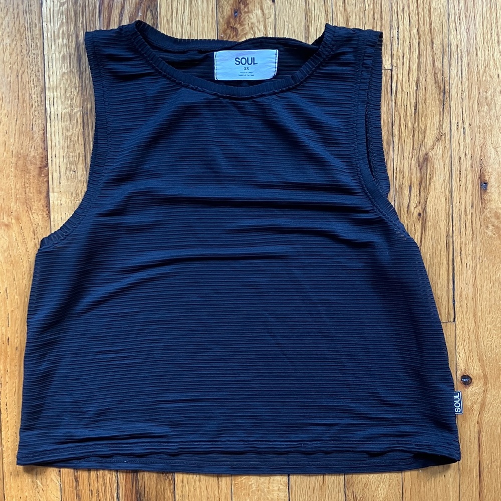 Soulcycle Sheer Black Ribbed Sleeveless Tank Top - Size XS